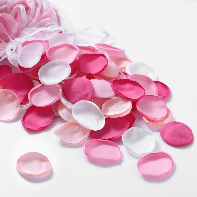 300PCS SILK ROSE PETALS FUSCHIA FLOWER PETALS FOR WEDDING PETALS FLOWER GIRL PETALS FOR CHRISTMAS AISLE FLOWER GIRL BASKET RUNNER BRIDAL SHOWER TABLE DECOR 4 COLOR MIXES