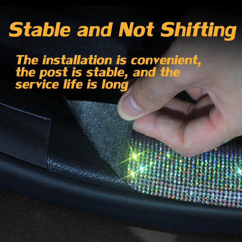 EOHMAK Car Door Sill Protector with Bling Rhinestones 2PCS Car Door Edge Guard Door Sill Scuff Cover Protectors Anti-Scratch Strip Sticker Car Door Bumper Protector 1.96"x 23.62" (Colorful) - Image 2