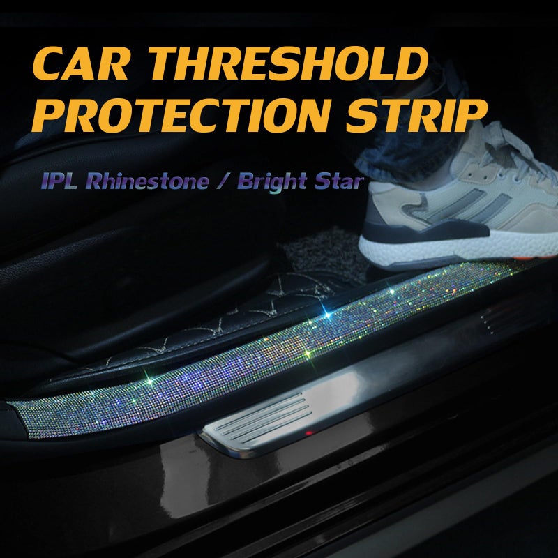 EOHMAK Car Door Sill Protector with Bling Rhinestones 2PCS Car Door Edge Guard Door Sill Scuff Cover Protectors Anti-Scratch Strip Sticker Car Door Bumper Protector 1.96"x 23.62" (Colorful) - Image 3