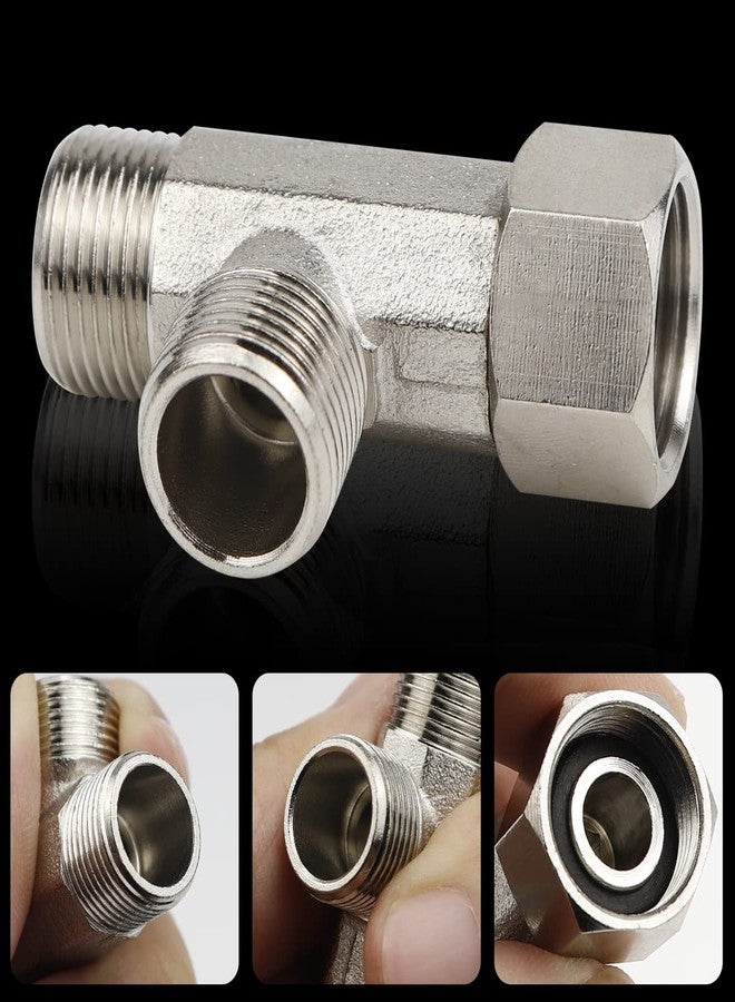 FERCAISH ERCAISH 9/16 T Adapter Brass Adaptor, 3 Way Tee Connector Valve for Plumbing Splitter Toilet Handheld Bidet Sprayer Faucet,Three Way Connector Diverter Valve (9/16) - Image 3