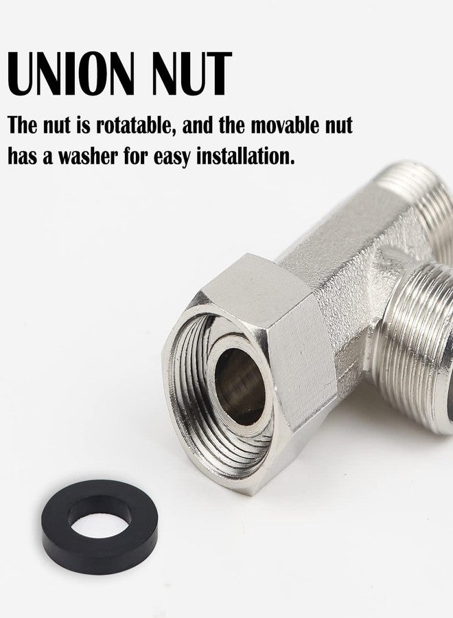 FERCAISH ERCAISH 9/16 T Adapter Brass Adaptor, 3 Way Tee Connector Valve for Plumbing Splitter Toilet Handheld Bidet Sprayer Faucet,Three Way Connector Diverter Valve (9/16) - Image 4