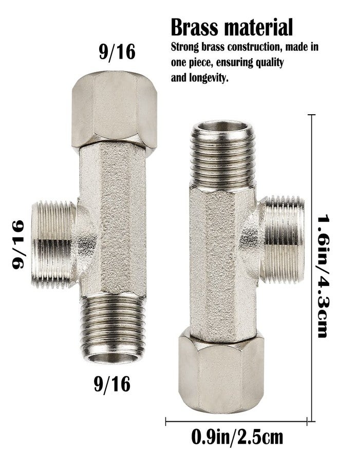 FERCAISH ERCAISH 9/16 T Adapter Brass Adaptor, 3 Way Tee Connector Valve for Plumbing Splitter Toilet Handheld Bidet Sprayer Faucet,Three Way Connector Diverter Valve (9/16) - Image 2
