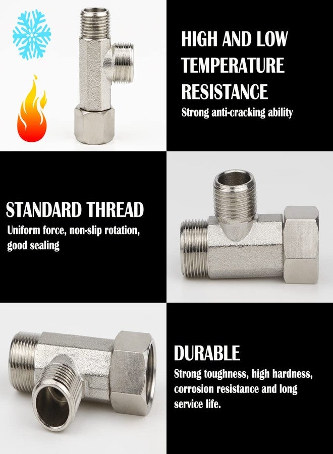 FERCAISH ERCAISH 9/16 T Adapter Brass Adaptor, 3 Way Tee Connector Valve for Plumbing Splitter Toilet Handheld Bidet Sprayer Faucet,Three Way Connector Diverter Valve (9/16) - Image 5