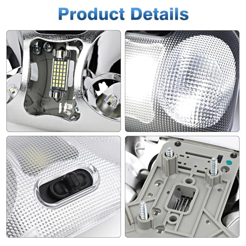 TOP-MAX LED Interior Dome Light Assembly with Cover Fit for Ford Ranger 1993-2004, Overhead Roof Headliner Map Light, Ceiling Reading Light Replaces F37Z-13776-B, F67Z-13783-AA - Image 4