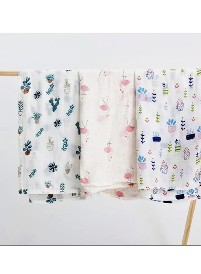 Anvi Baby Organic Bamboo Muslin Swaddle Wrap Set of 2 -Flamingo & Cactus