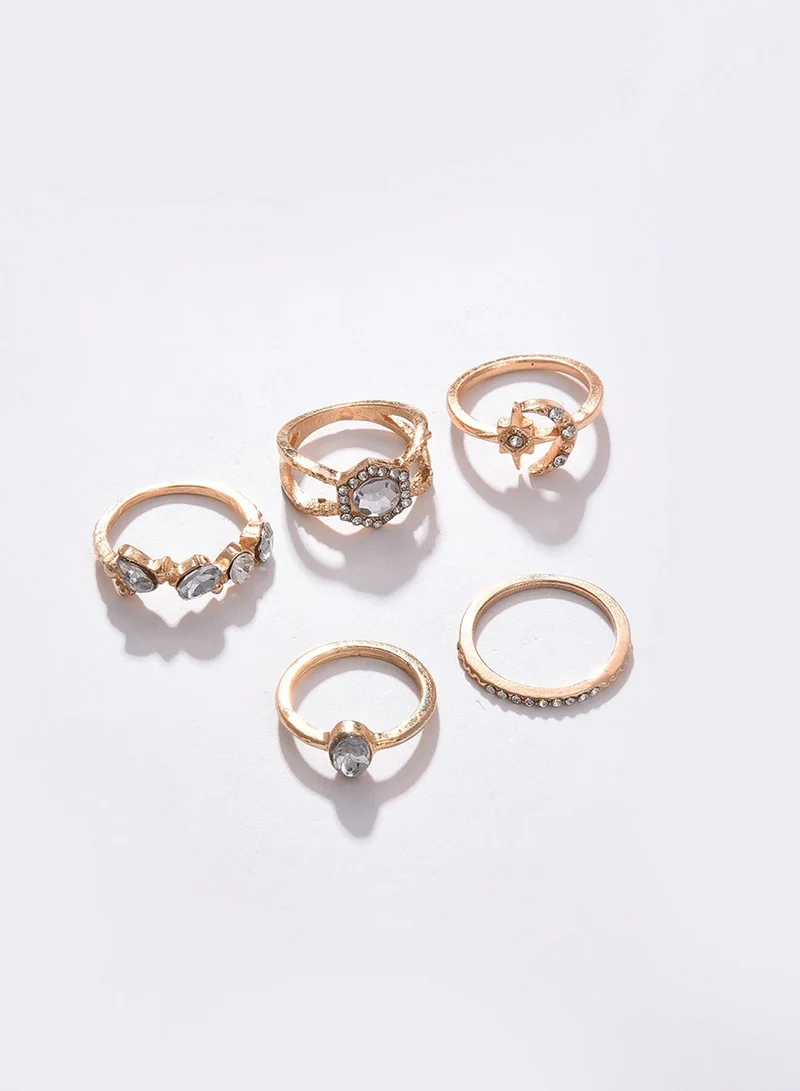 سوهي Set of 5 Artificial Finger Ring Jewellery