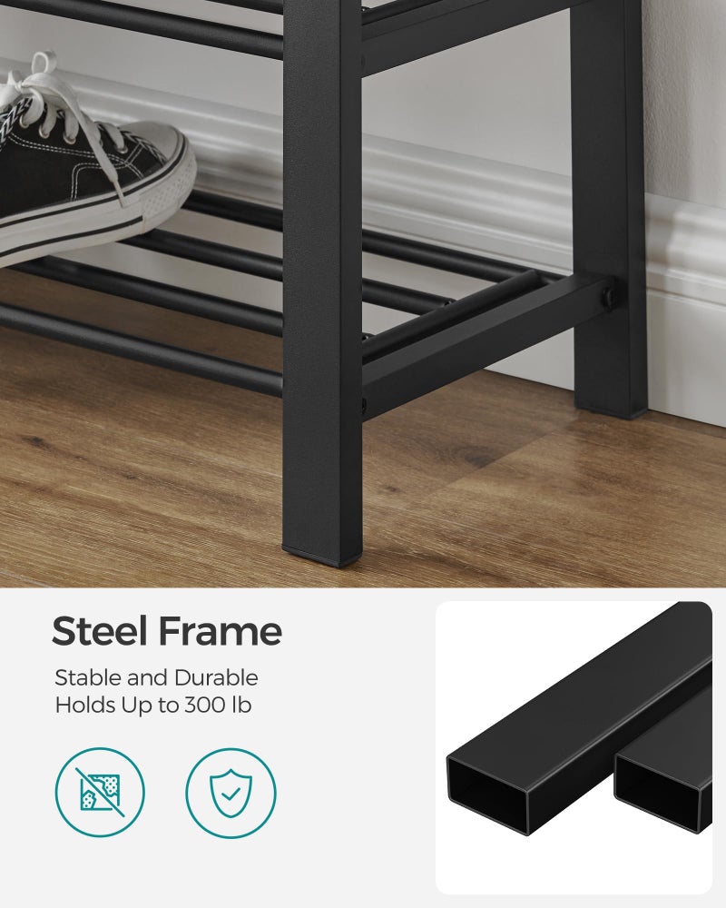 SONGMICS Shoe Bench, Storage Bench, Entryway Bench with Cushion, Shoe Shelf with Seat, Space-Saving, Modern Style, for Living Room, Bedroom, Hallway, Dark Gray and Ink Black ULBS57GYZ - Image 3