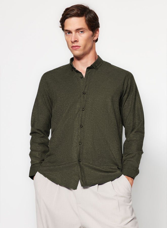 trendyol قميص - أخضر - قصة ضيقة - Image 1