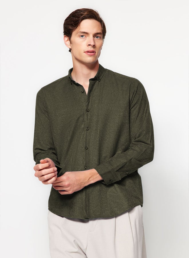 trendyol قميص - أخضر - قصة ضيقة - Image 2