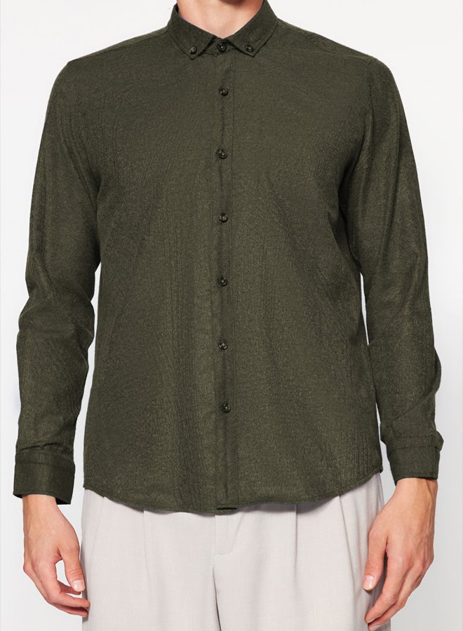 trendyol قميص - أخضر - قصة ضيقة - Image 5