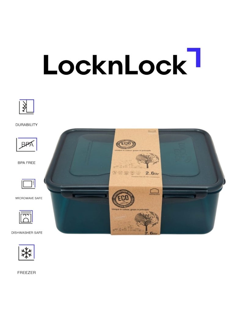 LOCK & LOCK LocknLock Eco-Friendly 2.6L Airtight Rectangular Food Container - Microwave, Freezer, and Dishwasher Safe  - Image 1