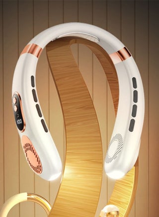 Bladeless Neck Fan  8000mAh Rechargeable Portable Fan , Low Noise 3 Speed Personal Fan ,Foldable Wearable Fan with 2 Adjustable Duct Design ,Travel Fan for Camping, Outdoor (White) - view 2