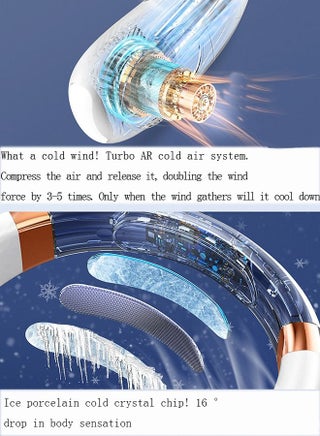 Bladeless Neck Fan  8000mAh Rechargeable Portable Fan , Low Noise 3 Speed Personal Fan ,Foldable Wearable Fan with 2 Adjustable Duct Design ,Travel Fan for Camping, Outdoor (White) - view 4