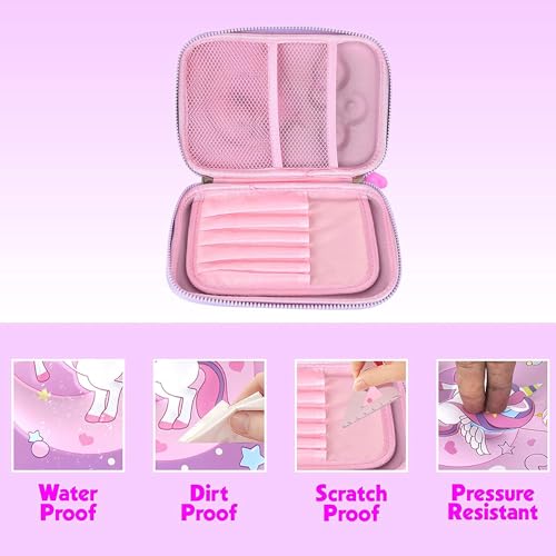 PLUSPOINT 3D Eva Unicorn Pencil case Large Capacity Cute Stylish EVA Case Waterproof Compass, School Supply Organizer for Students, Stationery Box, Cosmetic Zip Pouch Bag (Big Unicorn-Purple) - Image 3
