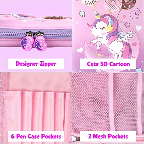 PLUSPOINT 3D Eva Unicorn Pencil case Large Capacity Cute Stylish EVA Case Waterproof Compass, School Supply Organizer for Students, Stationery Box, Cosmetic Zip Pouch Bag (Big Unicorn-Purple) - Image 2
