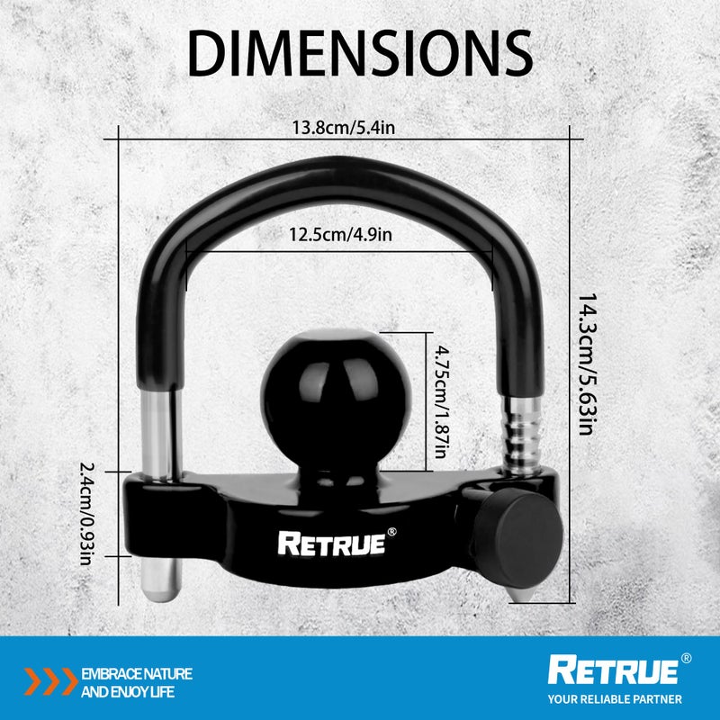 RETRUE Universal Trailer Ball Lock Hitch Coupler Locks Fits 1-7/8 Inch, 2 Inch, 2-5/16 Inch Couplers Adjustable Security with Weatherproof Cover and Cap, Black - Image 5