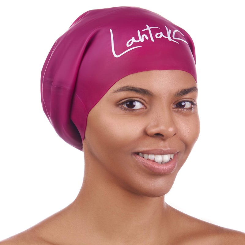 Lahtak Long Hair Swim Cap - Shower Cap - Stylish Swim Cap for Braids Weaves Dreadlocks - Silicone Shower Cap (Windsor Wine XL) - Image 1