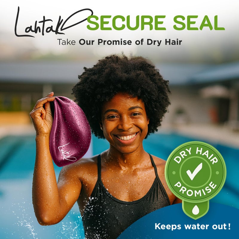 Lahtak Long Hair Swim Cap - Shower Cap - Stylish Swim Cap for Braids Weaves Dreadlocks - Silicone Shower Cap (Windsor Wine XL) - Image 4