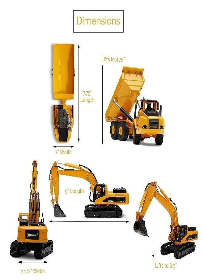 Top Race Top Race Construction Vehicle Toys - Kids Construction Truck and Excavator Toy - Set of 2 Diecast Metal Construction Equipment Toys (Ages 8 and Older)  - Image 4