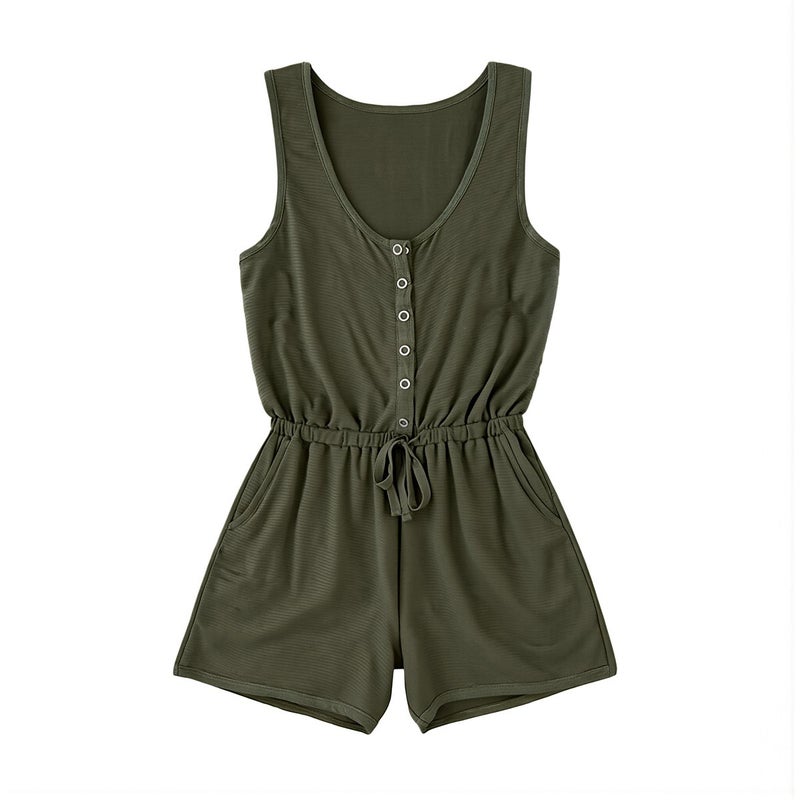 Womens Summer Romper Casual Sleeveless Short Jumpsuit for Beach Travel Lounging - Image 1