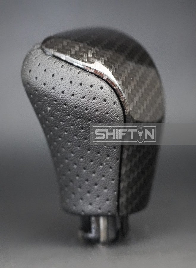 SHIFTIN Leather & Carbon Fiber Wood Trim Gear Shift Knob Gearbox Shifter for Lexus LS460 F-Sport LS-460-L LS600 LS-600h-L and Fits Lexus LX570 LX 570 (Black Leather/Carbon Fiber Pattern) - Image 5