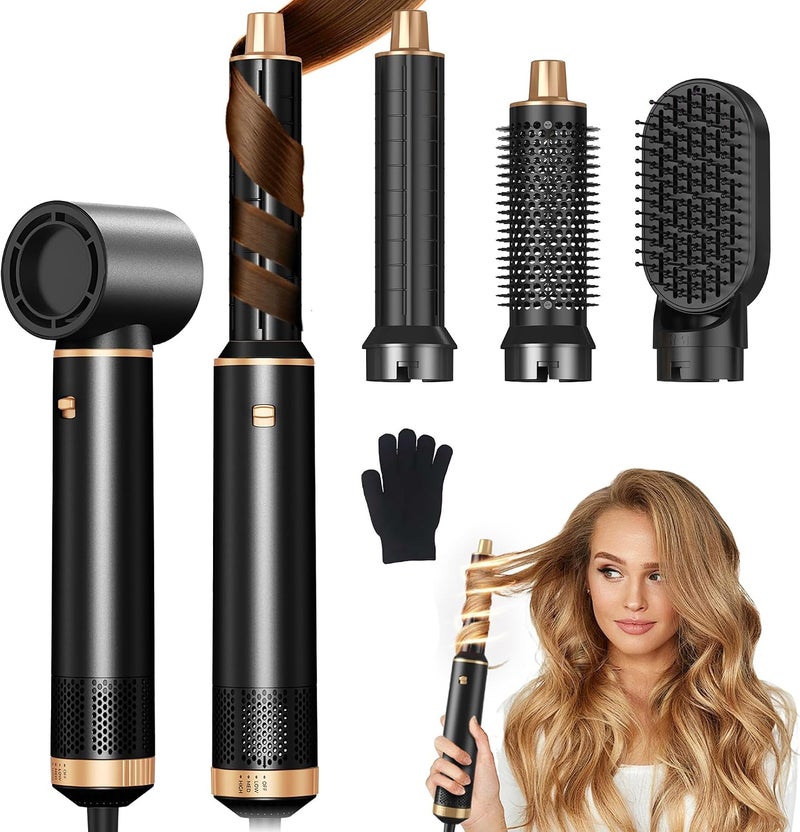 JINYAWA 5 in 1 Blow Dryer Brush, Hair Dryer Brush Air Curler, Detachable Hot Air Brush Curling Brush Iron, Negative Ion Air Curling, Hair Styling Tools for Drying Curling Straightening - Image 1