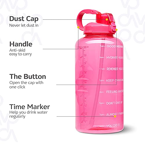 Venture Pal Large 1 Gallon/128 OZ (When Full) Motivational BPA Free Leakproof Water Bottle with Straw & Time Marker Perfect for Fitness Gym Camping Outdoor Sports-Pink - Image 5