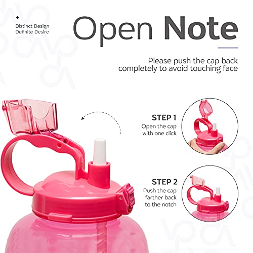 Venture Pal Large 1 Gallon/128 OZ (When Full) Motivational BPA Free Leakproof Water Bottle with Straw & Time Marker Perfect for Fitness Gym Camping Outdoor Sports-Pink - Image 2