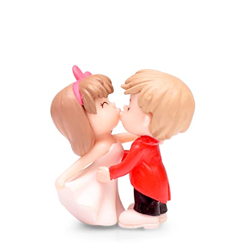 iDream Kissing Couple Resin Showpiece Miniature – Romantic Love Figurine for Home Décor, Gift for Valentine, Anniversary, Wedding, Tabletop Decoration (Red & White) - Image 1