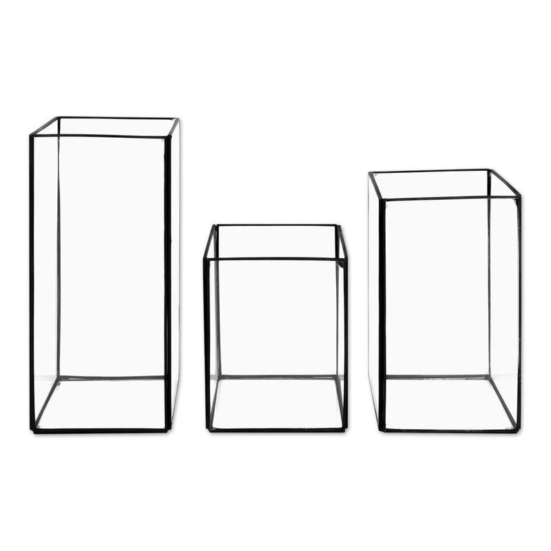 Koyal Wholesale Koyal Wholesale Geometric Hurricane Candle Holder Set of 3 for Wedding Centerpiece Table Decorations Home Decor Patio Decor Black 6 8 10 