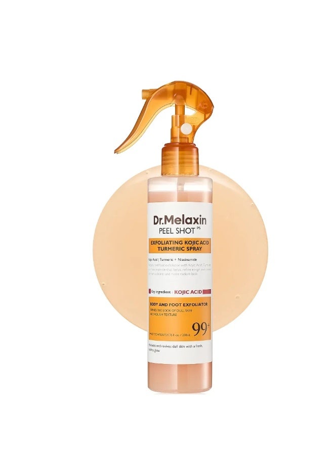 Dr. Melaxin Peel Shot Exfoliating Kojic Acid Turmeric Body Spray 200ml – Powerful Body and Foot Exfoliator Designed to Refine Rough Texture, Revive Dull Skin, Improve Appearance and Promote a Fresh Healthy Glow - Image 4