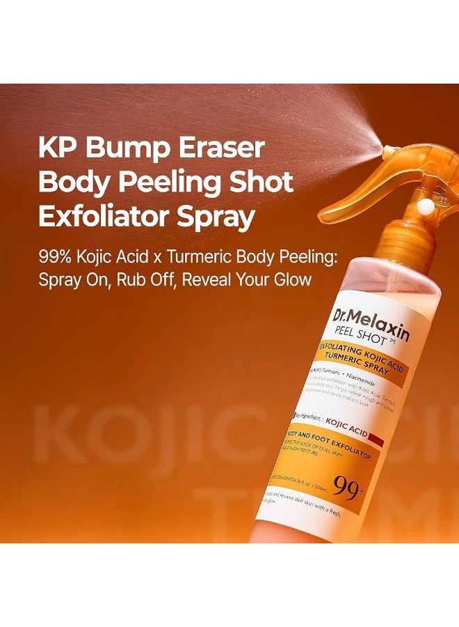 Dr. Melaxin Peel Shot Exfoliating Kojic Acid Turmeric Body Spray 200ml – Powerful Body and Foot Exfoliator Designed to Refine Rough Texture, Revive Dull Skin, Improve Appearance and Promote a Fresh Healthy Glow - Image 3