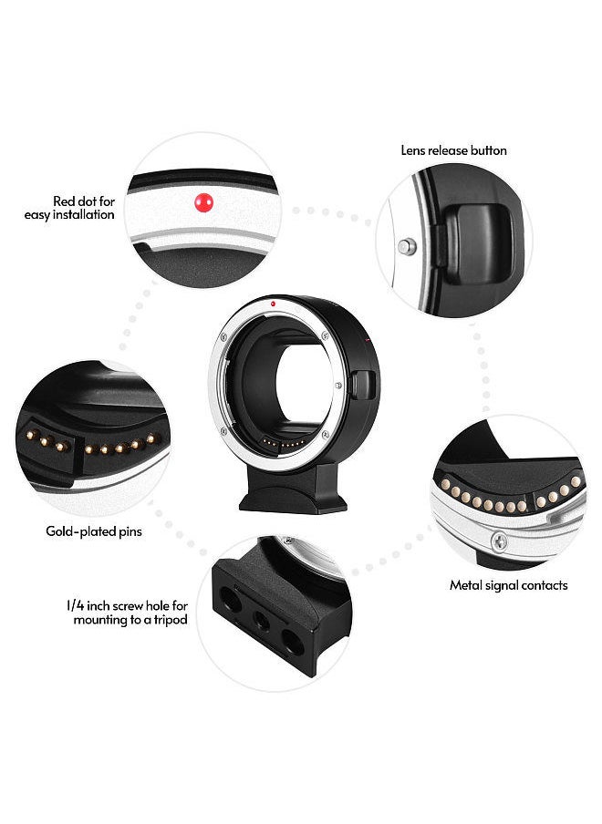 Andoer EF-EOSR Auto Focus Camera Lens Adapter Ring IS Image Stabilization