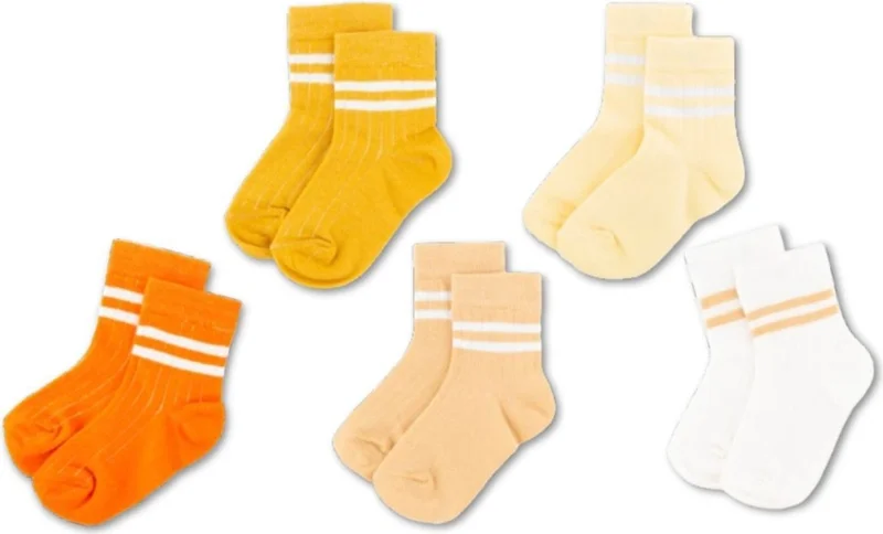 Novibaby 5-Pack Cotton Kids College Socks Baby Unisex Girls Women Boys School Socks, White Black Pink