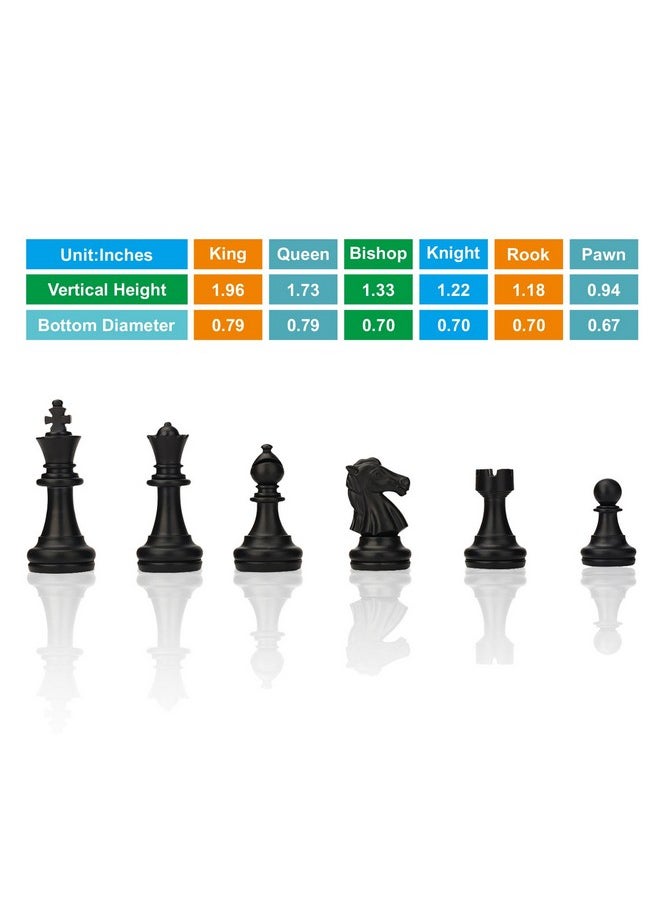 QuadPro - Chess Pieces Only, Magnetic Plastic Chessman Set For Replacement Of Missing Pieces, Include Storage Bag (1.96” King - Small) - Image 1