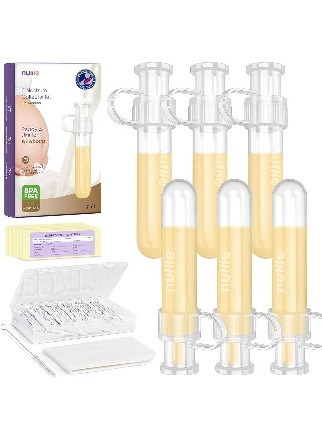 Nuliie Colostrum Collector Kit 7 ml/6 Pieces, BPA-Free, Reusable, Leak-Proof Breast Milk Collector - Image 1