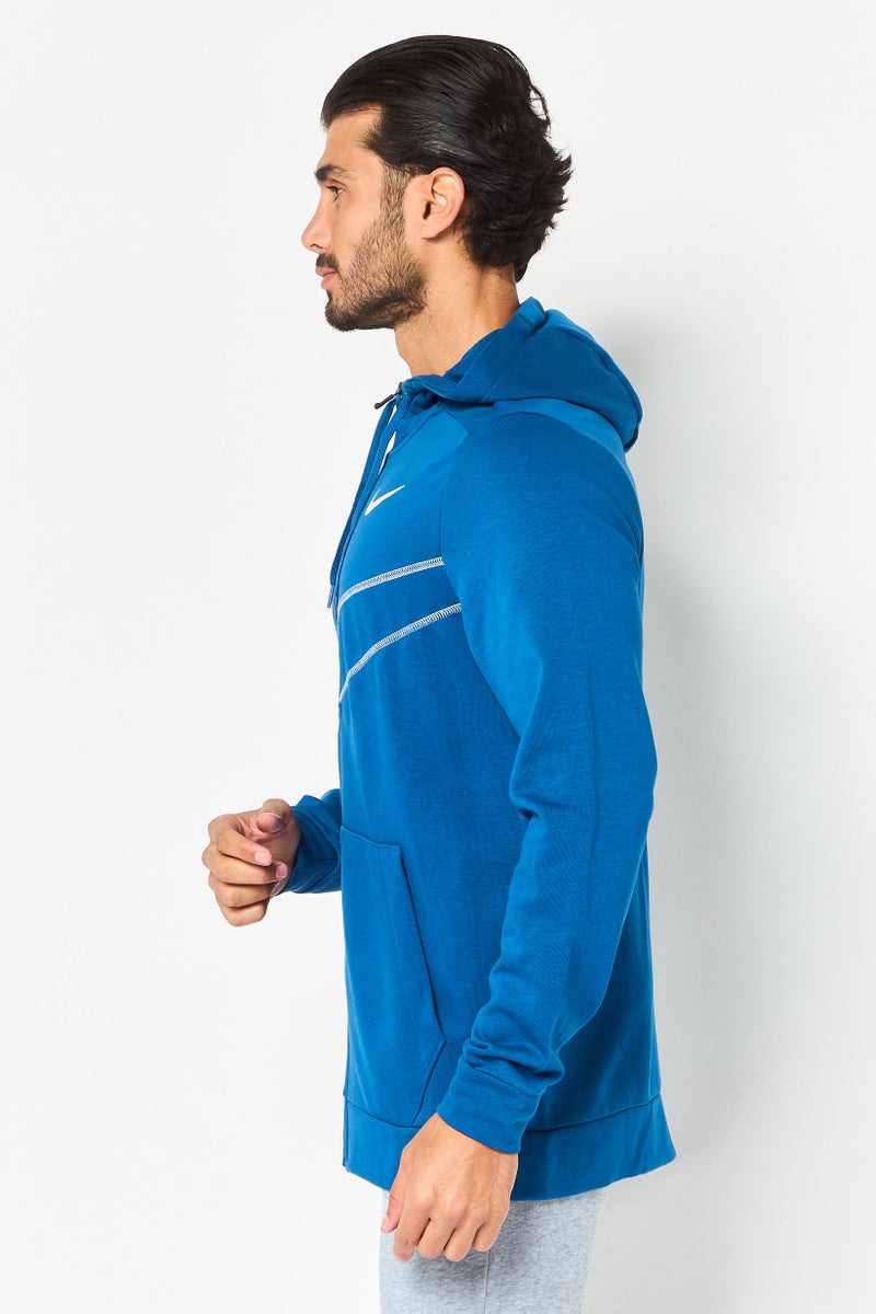 Nike Men Dri Fit Long Sleeve Training Hoodie, Blue - Image 3