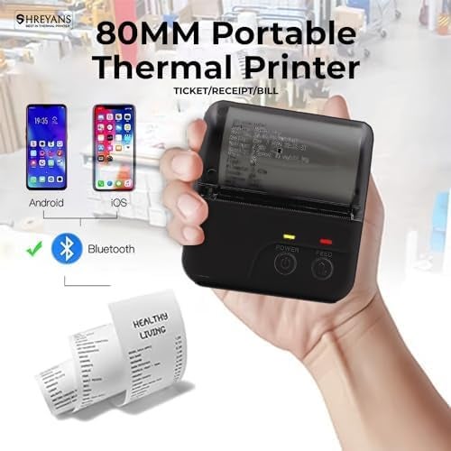 SHREYANS 80Mm Thermal Receipt Rechargable Monochrome Wired Home InkJet Printers Portable Bluetooth + Usb Black 3Inch - Image 3