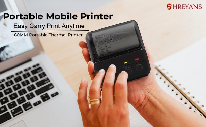 SHREYANS 80Mm Thermal Receipt Rechargable Monochrome Wired Home InkJet Printers Portable Bluetooth + Usb Black 3Inch - Image 5