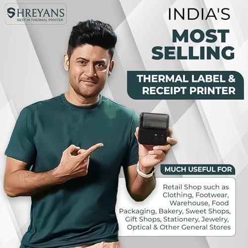 SHREYANS 80Mm Thermal Receipt Rechargable Monochrome Wired Home InkJet Printers Portable Bluetooth + Usb Black 3Inch - Image 2