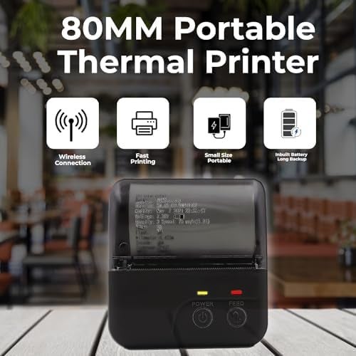 SHREYANS 80Mm Thermal Receipt Rechargable Monochrome Wired Home InkJet Printers Portable Bluetooth + Usb Black 3Inch - Image 4