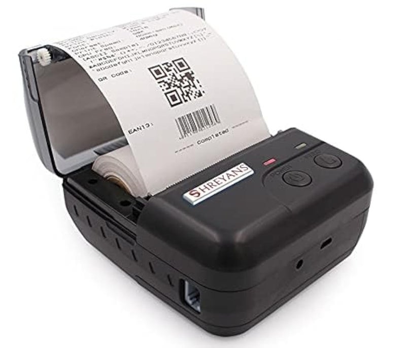 SHREYANS 80Mm Thermal Receipt Rechargable Monochrome Wired Home InkJet Printers Portable Bluetooth + Usb Black 3Inch - Image 1