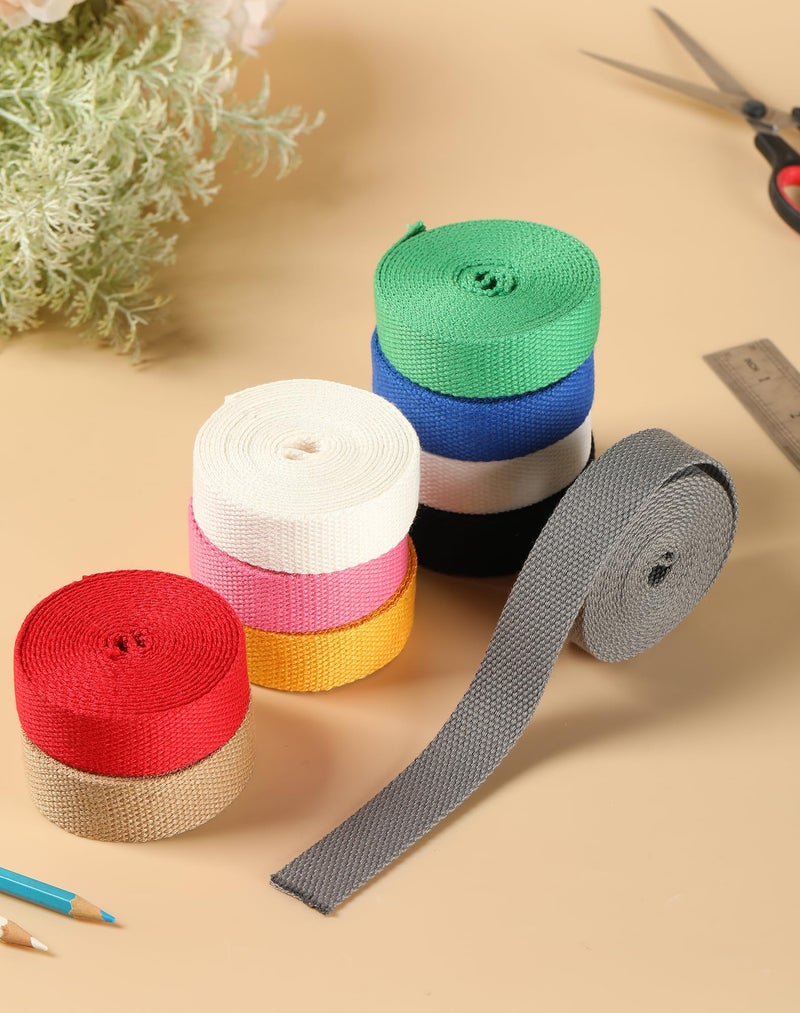 A ANYSSI Cotton Webbing 1 Inch, 10 Rolls Polyester-Cotton Webbing Straps for Bags Handle, 3 Yards per Roll, Soft Heavy Duty for Tote Bag, Purse Strap, DIY Crafts (10 Colors) - Image 5