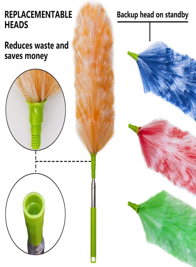 BAIDOON 4 Pack Washable Electrostatic Duster, Extendable Pole 25" to 55", Feather Duster for Cleaning, Electrostatic Feather Duster - Image 2
