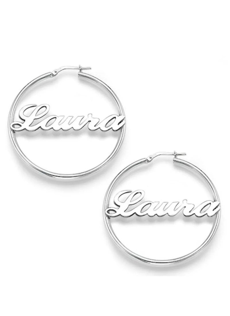 FK Jewellers - Silver 925 Personalized Hoop Name Earring - Image 1