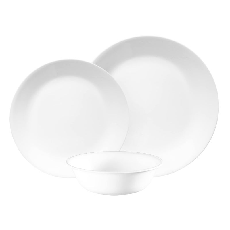 Corelle طقم أدوات المائدة كوريل (12 قطعة - أبيض شتوي متجمد) - طقم عشاء لـ 4 أشخاص | 4 أطباق عشاء و أطباق جانبية و سلطانيات | 3 مرات أكثر متانة و نصف المساحة و الوزن مقارنة بالسيراميك | حتى 80% زجاج معاد تدويره - Image 1