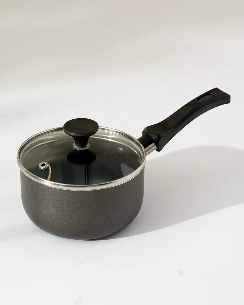 Redtag Black Aluminum Non Stick Sauce Pan With Glass Lid (12cm)