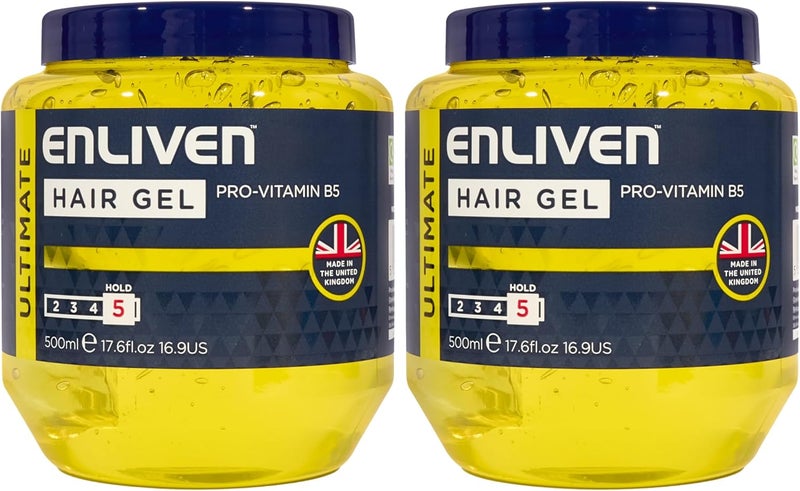 Enliven Hair Gel Ultimate Hold Yellow 500mlx2 Pack Mens Hair Products Gel for Everyday Use Shape Hair Your Way Hair Gel Mens Products
