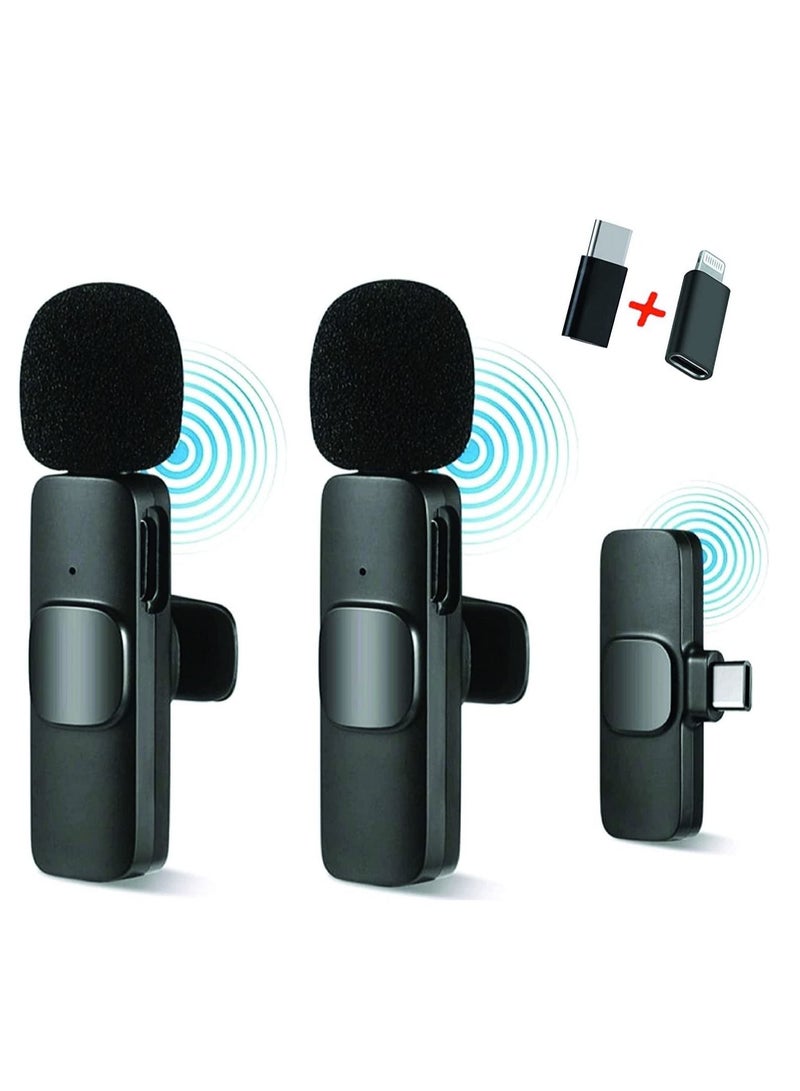Wireless Microphone Lavalier Microphone 2 in 1 for iPad YouTube Facebook Live Streaming Vlog Audio Recording Cordless Mini mic with noise reduction and Plug-Play - Image 1