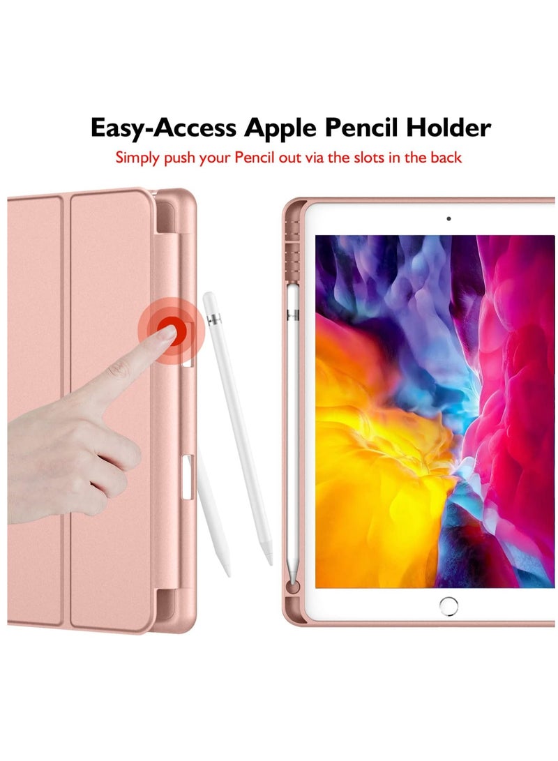MIGOFAST iPad 9.7 Case 2018 2017 Model 6th 5th Generation Smart Cover with Pencil Holder and Soft Baby Skin Silicone Back and Full Body Protection Auto Wake Sleep Cover Rose Gold - Image 2